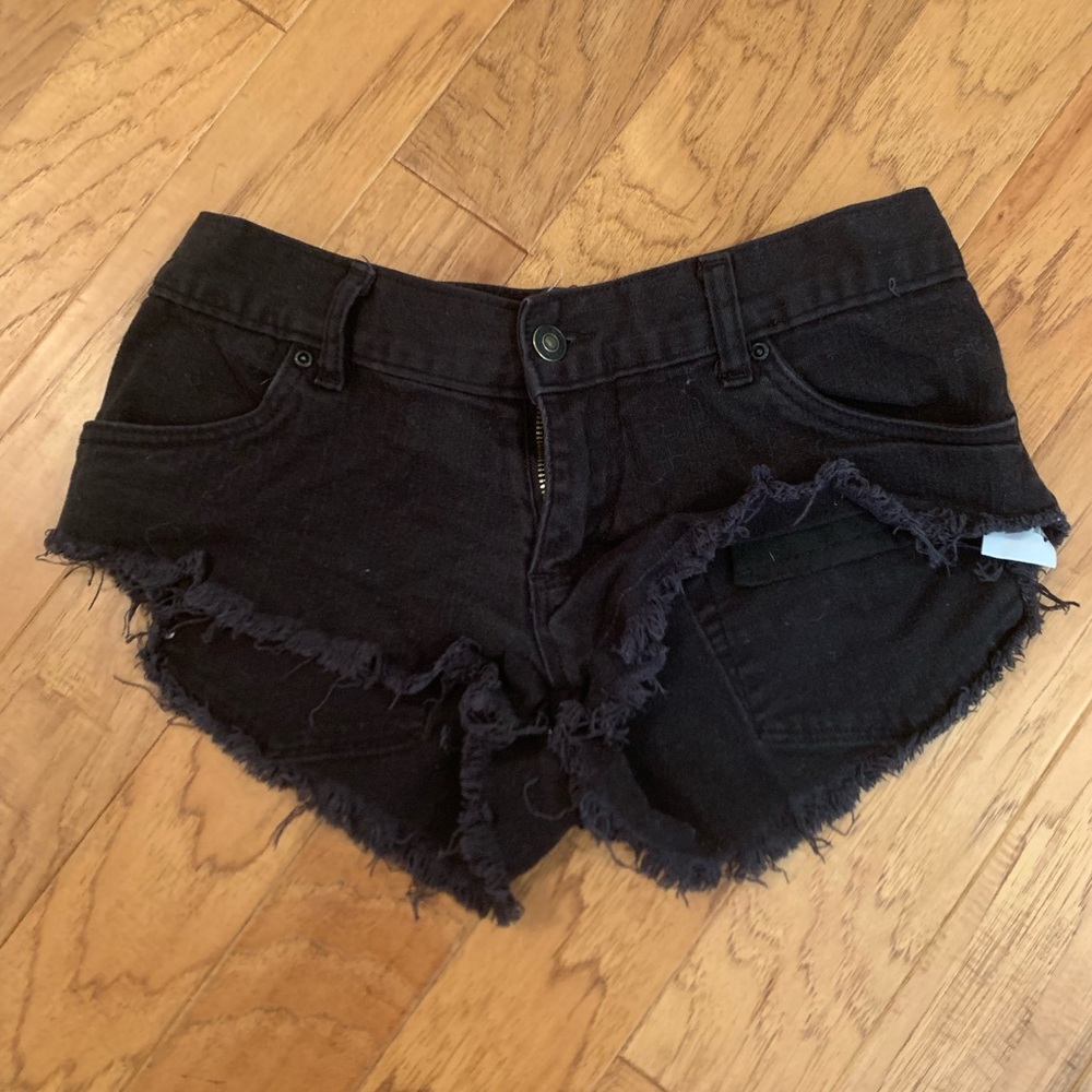 Rusty brand black denim short shorts